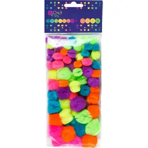Pompom acrylic mix neon Dalprint — assorted neon-colour acrylic craft pompoms