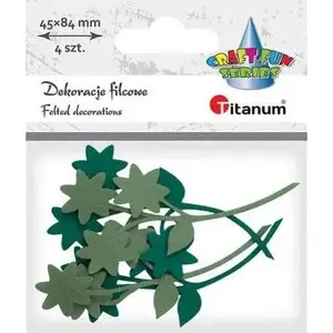Felt Flower Decorations with Branch, Titanum mix, set of 4