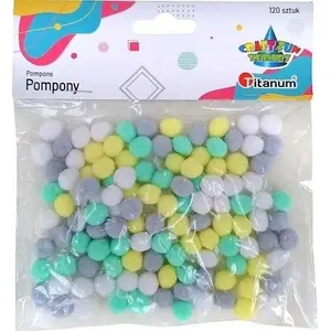 Polyester Pom Poms Titanum 10 mm, mixed colors, pack of 120 (MPN 475306)