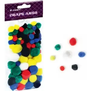 FANDY pom-poms set 78 pcs — assorted colorful craft pompons