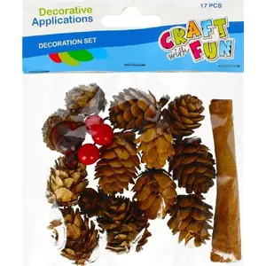 Dekoratīvu dabīgo priežu čiekuru komplekts Craft with Fun CF615 — 17 gab.