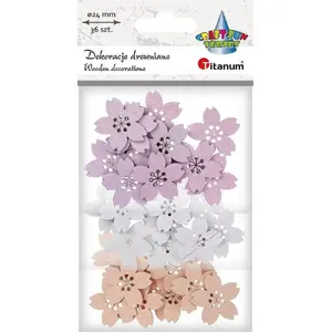 Titanum wooden decorative flowers, mixed colors, pack of 36 pieces