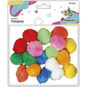 Pompons / Pom-poms set Titanum 30 mm acrylic, mixed colors, 20 pcs