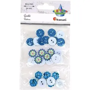 Plastic round sewing buttons Titanum 15 mm blue mix pack of 30