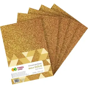 Foam Sheets A4 5 pcs with Gold Glitter, Happy Color