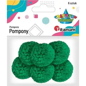Pompom yarn balls 3 cm green pack of 6, Titanum