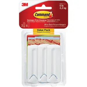 Hanging picture hooks 3M Command Value Pack 3 hooks + 6 strips, white
