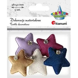 Fabric Ornament Titanum 'Gwiazdki' with Crystal, mix, set of 5