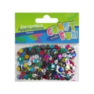 Sequins (metallic) Craft with Fun 6.5 mm – loose metallic round sequins, pack 215427