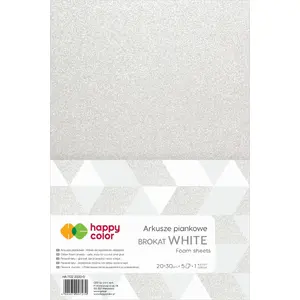 Foam Sheet Happy Color Pianka brokatowa 20x30 cm 5 sheets White
