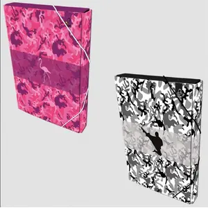 Folder Bee-bee Teczka Box A4 with elastic, camouflage design, for A4 documents