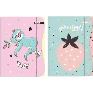 Document folder with elastic strap Beniamin model 474005 A4, illustrated cover (girl)