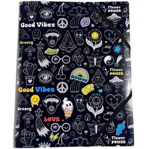 Plastic A4+ document folder with elastic band, Fresh Good Vibes