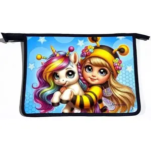 A4+ zippered document bag Fresh model with unicorn print — size A4+ for papers and folders