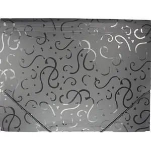 A4 Document Folder with Elastic Strap Titanum 397828, patterned, black