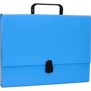 Office Products A4 Box File with Handle and Zipper, 5 cm Spine, Blue
