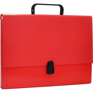 Document box file Office Products A4 5 cm with handle and zipper, red