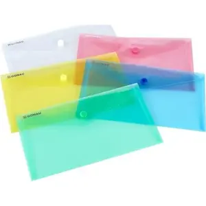 Envelope folder No name DL PP 126×225×0.18 mm with snap closure, display, assorted colors