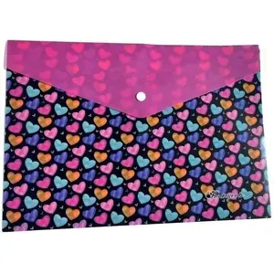 Plastic A4+ Folder with Clip Fresh — Hearts Pattern