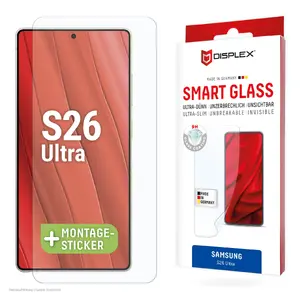 Aizsargstikls Displex Smart Glass (9H) priekš Samsung Galaxy S26 Ultra, caurspīdīgs, 1 gab.