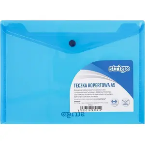Plastic Document Envelope Strigo A5 horizontal blue, polypropylene (PP), model SF010