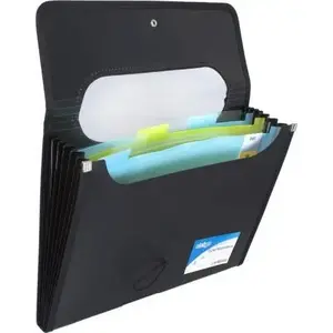 A4 Document Wallet Strigo Teczka with 6 Dividers, Black