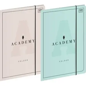 Folder with elastic band INTERDRUK A4+ Academy pastel – document folder, reinforced cover