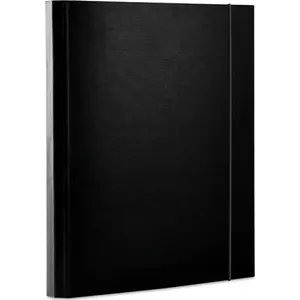Document folder with elastic closure Office Products A4, PP, 3-pocket, 30 mil, black