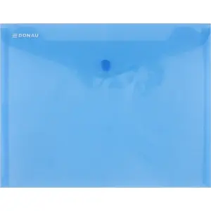 Document envelope Donau C5 transparent blue polypropylene with snap closure 240×186 mm, 0.18 mm