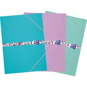 Folder with elastic band Oxford Floral Pastel A4, cardboard document folder, mixed colors