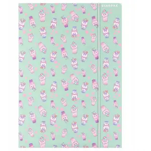 Folder with elastic STARPAK A4 Bubble Tea design — document folder for A4 papers