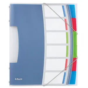 Ring Binder / Divider Book Esselte Vivida PP with 6 tabs, A4, PVC, 20 mm spine, blue/multicolour