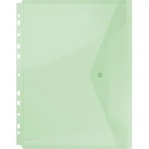 Envelope folder Donau with snap closure, polypropylene (PP), A4, 200 µm, euro perforation, green