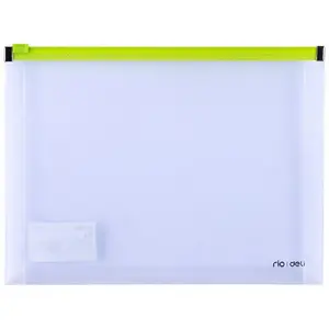 Document pouch with zipper A5 DELI — green, polypropylene (PP)