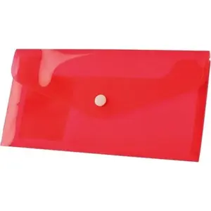 Envelope Tetis Koperta DL PP with snap closure, red, pack of 12