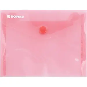 Envelope folder Donau A6 with snap fastener, PP 180 μm, red