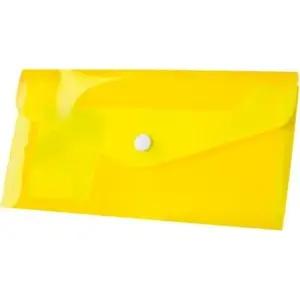 Envelope Tetis Koperta DL PP with snap closure, yellow, pack of 12