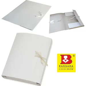Cardboard Drawstring Folder Barbara A4, 35 mm spine, 350 g/m², white