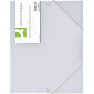 Folder with elastic Q-Connect KF02315, A4 PP 400 µm, 3-flap, translucent white