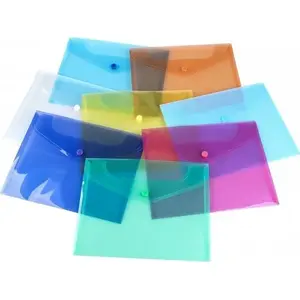 Envelope folder (document wallet) No name C5 PP 185×238×0.18 mm with snap closure, assorted colors, display pack