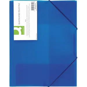 Document folder with elastic Q-Connect KF02312, A4 PP 400 µm, 3 flaps, transparent blue