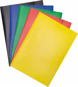 Folder with elastic strap office products, cardboard A4, 300 gsm, 3-pocket, mixed colors