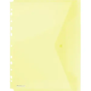 Document folder Donau A4 polypropylene (PP) envelope folder with snap fastener, 200 µm, euro-perforated, yellow