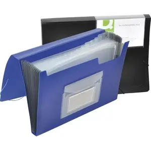 Folder with elastic Q-Connect KF01276, polypropylene A4, 12 compartments, black