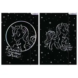 Document folder with elastic STARPAK A4 Unicorn Holographic, transparent sleeve for papers