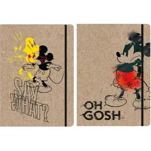 Folder with elastic Beniamin A4 Mickey Mouse Kraft — A4 document folder with elastic fastening, kraft paper cover