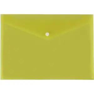Folder envelope with snap closure Biurfol A4 transparent yellow PP