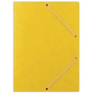 Document folder Donau A4 3-flap with elastic closure, preszpan 390 gsm, yellow