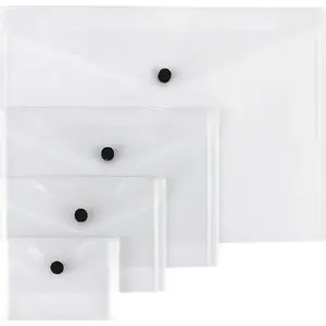 Plastic transparent envelope folders Biurfol set A4–A7 sizes, PP document sleeves