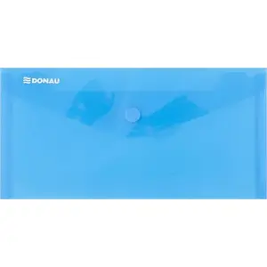Envelope folder Donau with snap fastener, PP 180 µm, DL size, blue